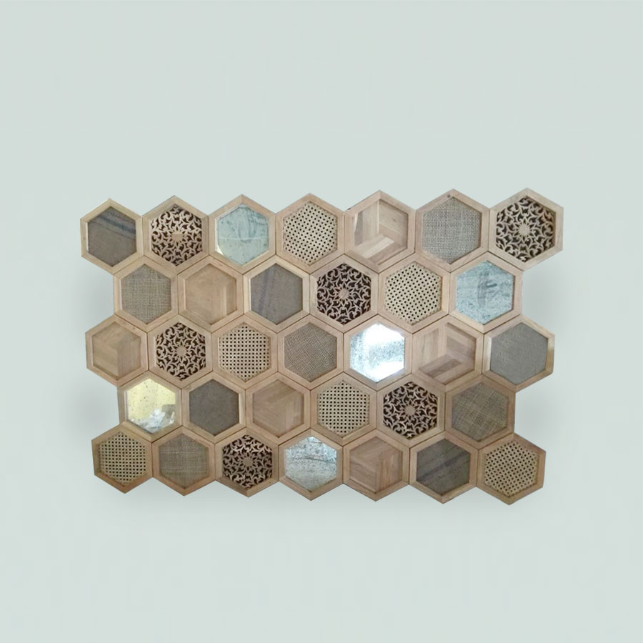 Wall Deco Hexagon Antiq Glass